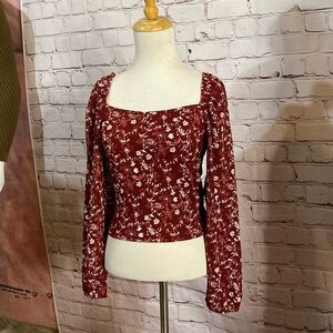 Brand new with tag.Maroon red color square neck top